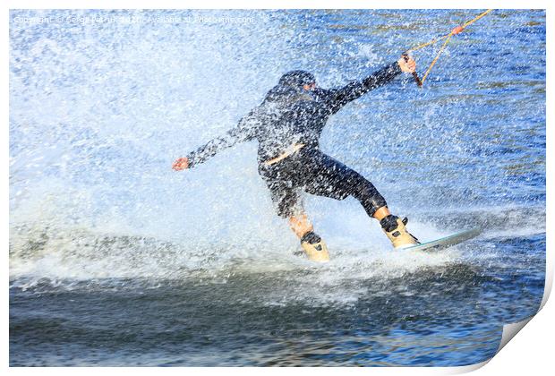 Wakeboarder rushing through the water at high speed Print by Sergii Petruk
