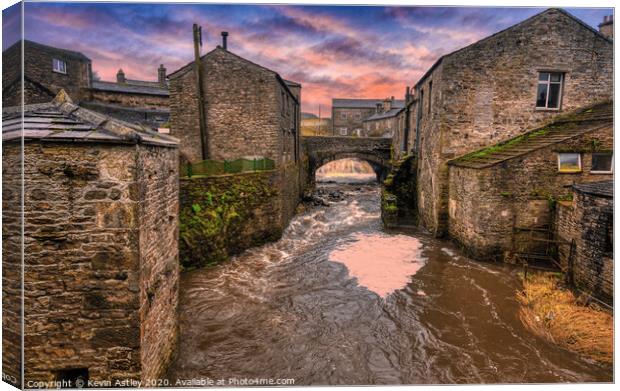 Yorkshire, Hawes 'Rapidly Running Through The Vill Canvas Print by KJArt 