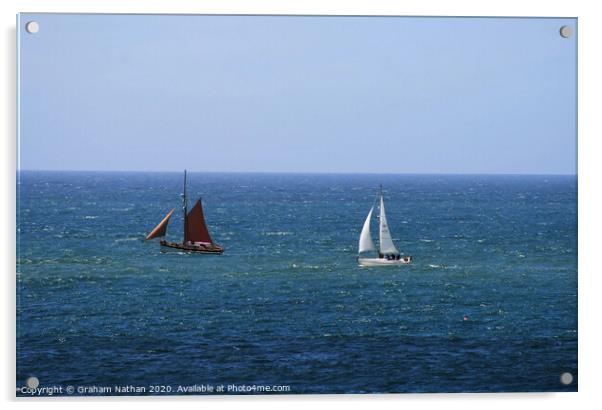 Majestic Sailboats in the English Channel Acrylic by Graham Nathan