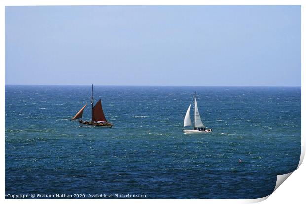 Majestic Sailboats in the English Channel Print by Graham Nathan
