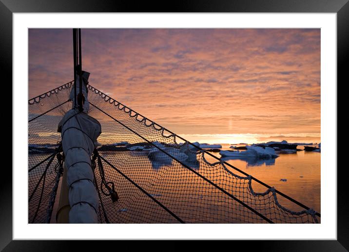 Sailing at Sunset, Antarctica Framed Mounted Print by Arterra 