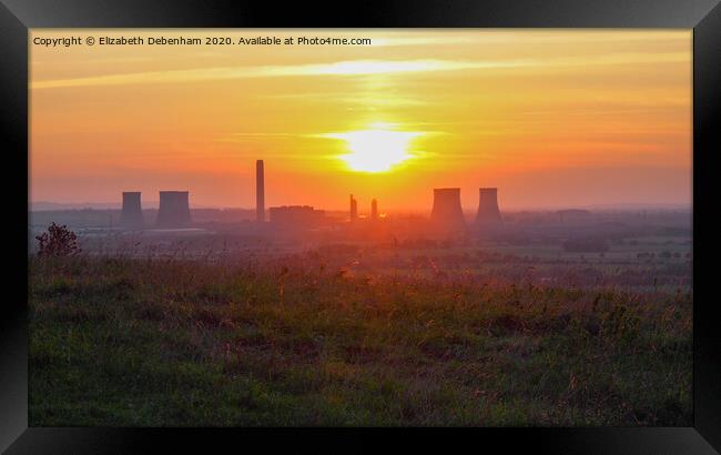 Sundown over Didcot Power Station. Framed Print by Elizabeth Debenham