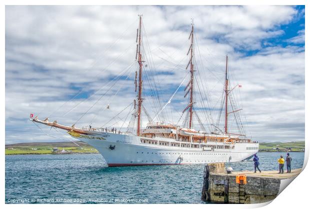 Sea Cloud 11 arrives in Lerwick harbour Shetland Print by Richard Ashbee