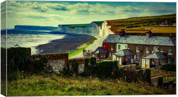 Birling Gap, East Sussex, And The Seven Sisters Canvas Print by Chris Lord