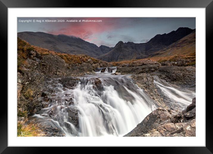 Fairy Pools Sunset Framed Mounted Print by Reg K Atkinson