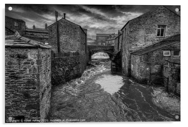Yorkshire, Hawes 'Its All  Just Water Under The Br Acrylic by KJArt 