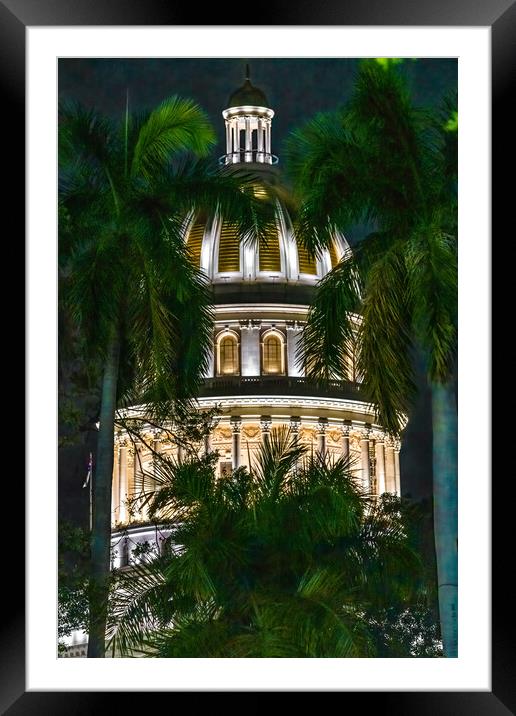 National Capitol Dome In Havana, Cuba At Night Framed Mounted Print by Chris Lord