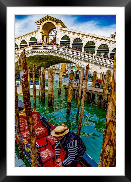 The Rialto Bridge On The Grand Canal In Venice Framed Mounted Print by Chris Lord