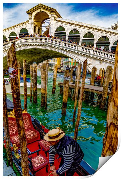 The Rialto Bridge On The Grand Canal In Venice Print by Chris Lord