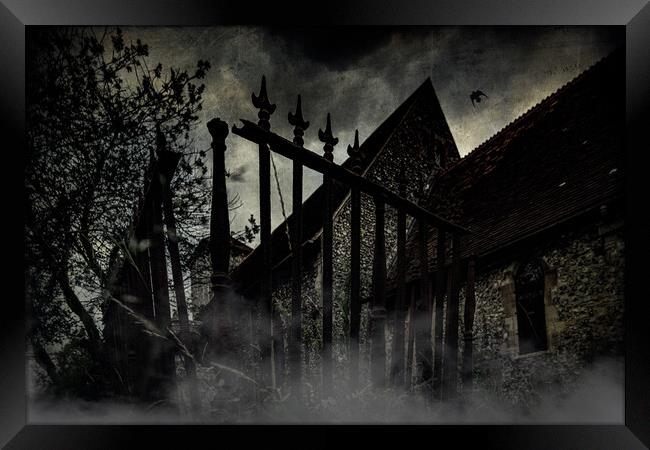 Spooky Misty Graveyard Framed Print by Chris Lord