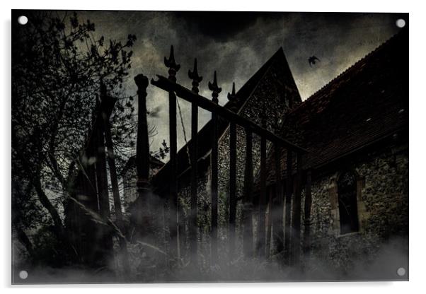 Spooky Misty Graveyard Acrylic by Chris Lord
