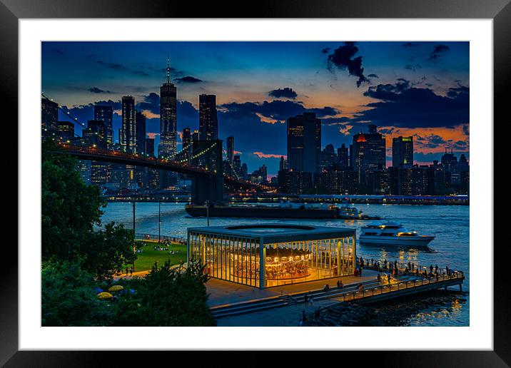 Sunset At Brooklyn Bridge Park Framed Mounted Print by Chris Lord