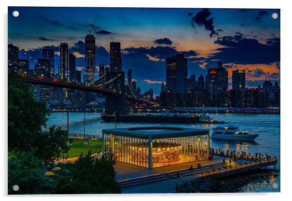 Sunset At Brooklyn Bridge Park Acrylic by Chris Lord