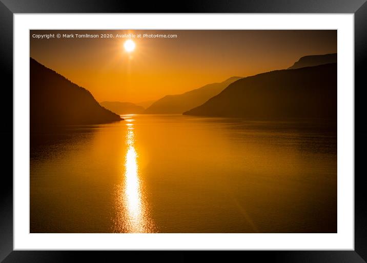 Fjord Sunset Framed Mounted Print by Mark Tomlinson