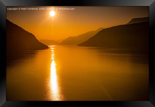 Fjord Sunset Framed Print by Mark Tomlinson