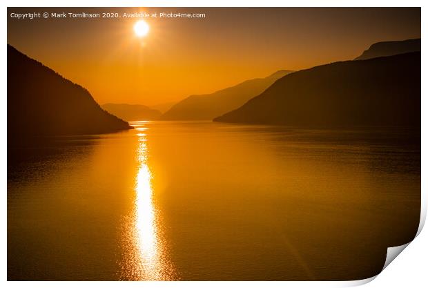 Fjord Sunset Print by Mark Tomlinson
