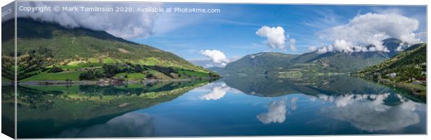 Morning Calm on the Fjord Canvas Print by Mark Tomlinson