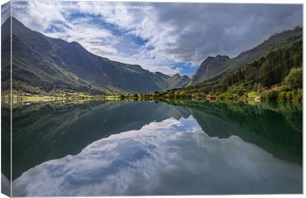 Norwegian Lake in the Morning Canvas Print by Mark Tomlinson