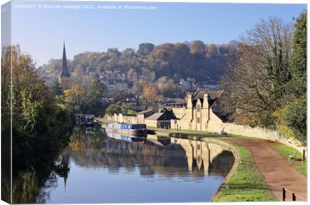 Kennet and Avon Canal Autumn sunshine in Bath Canvas Print by Duncan Savidge