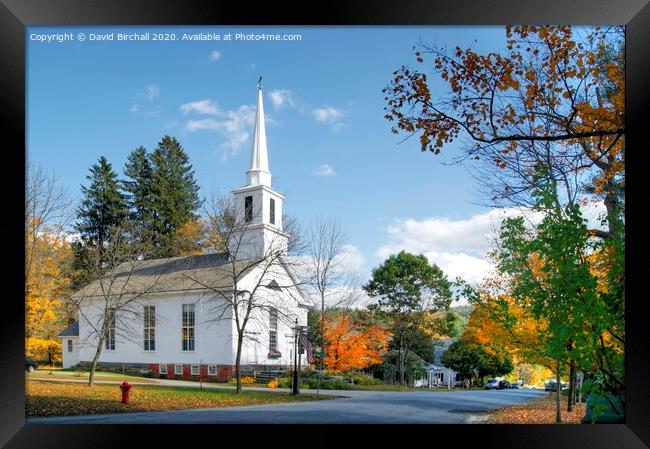 Grafton white church, Vermont, America. Framed Print by David Birchall