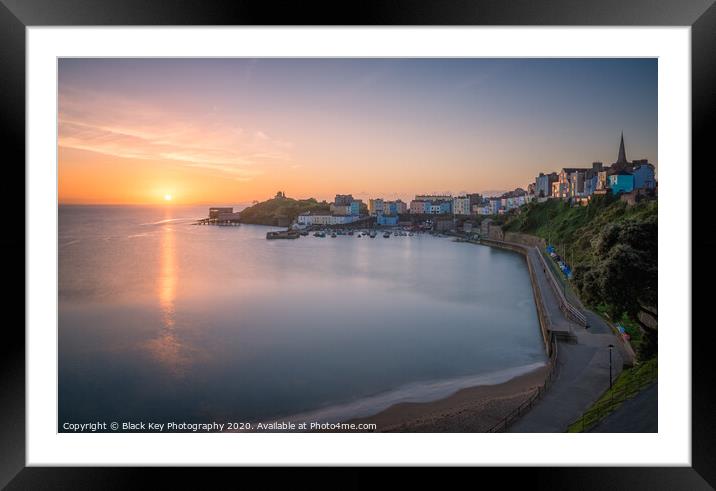 Tenby Harbour Sunrise Framed Mounted Print by Black Key Photography