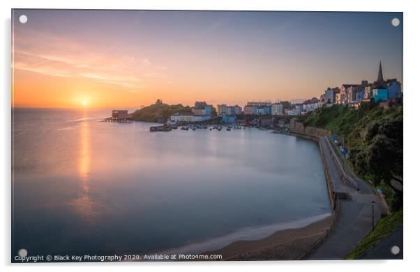 Tenby Harbour Sunrise Acrylic by Black Key Photography