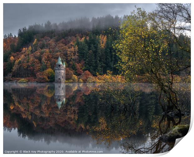 Lake Vyrnwy Reflections Print by Black Key Photography