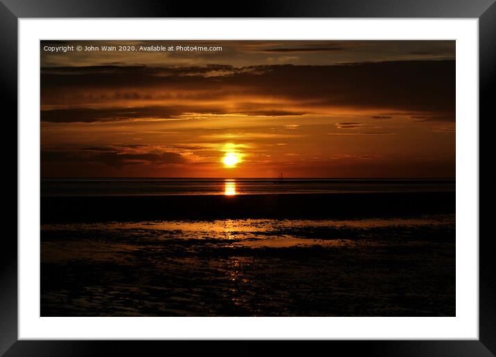 Liverpool Bay Sunset Framed Mounted Print by John Wain