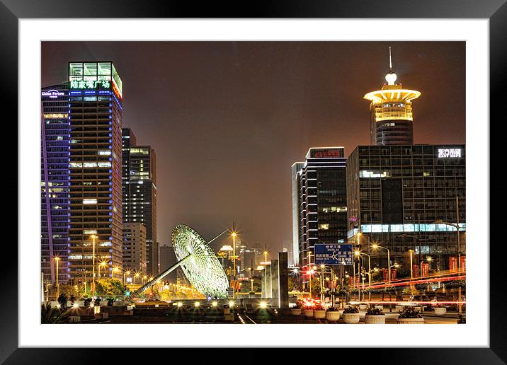 Oriental Light Sculpture and Century Avenue Framed Mounted Print by Phil Hall