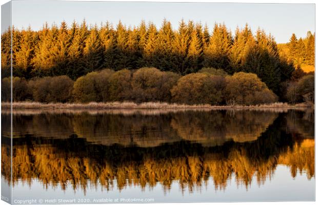 Llwyn Onn Reservoir Autumnal Reflections Canvas Print by Heidi Stewart