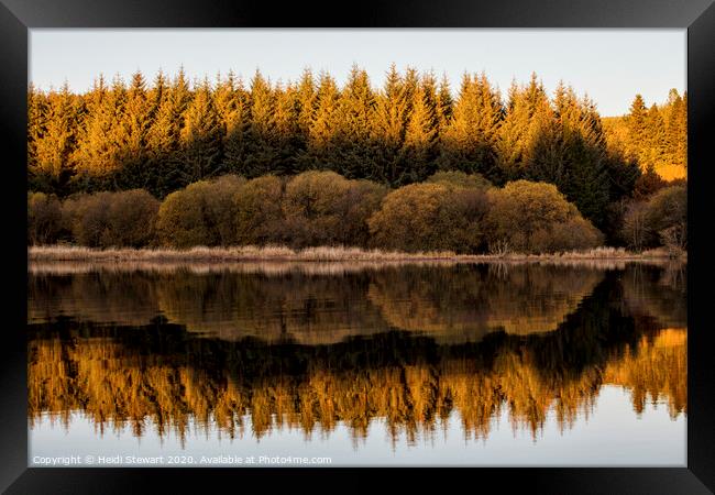 Llwyn Onn Reservoir Autumnal Reflections Framed Print by Heidi Stewart