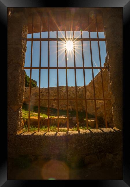 Lattice window with star-like sun Framed Print by Arpad Radoczy