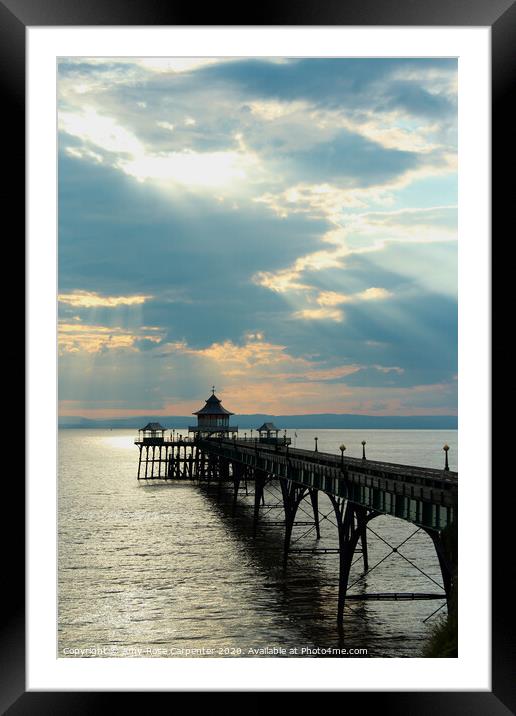 Bristol Pier in Clevedon - sunset  Framed Mounted Print by Amy-Rose Carpenter