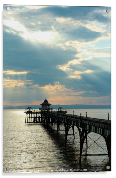 Bristol Pier in Clevedon - sunset  Acrylic by Amy-Rose Carpenter