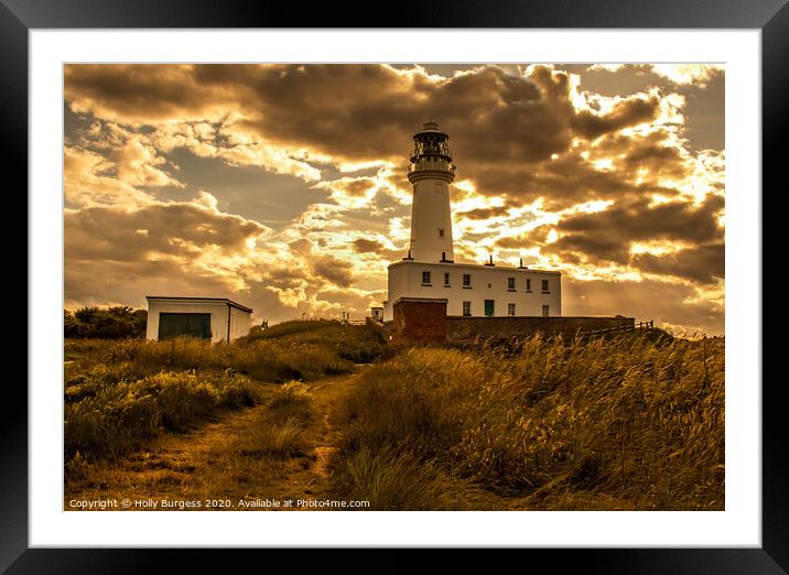 Flamborough light house at sunset  Framed Mounted Print by Holly Burgess