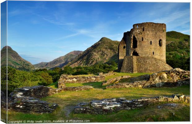 Dolbadarn Castle at the end of the day. Canvas Print by Philip Veale