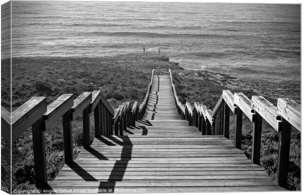 Stairway to Sea in Aljezur in Monochrome Canvas Print by Angelo DeVal