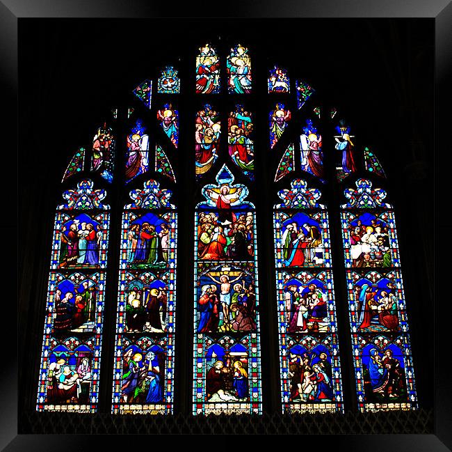 Christchurch Priory stained glass window Framed Print by Chris Day