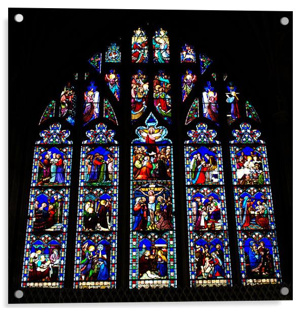 Christchurch Priory stained glass window Acrylic by Chris Day