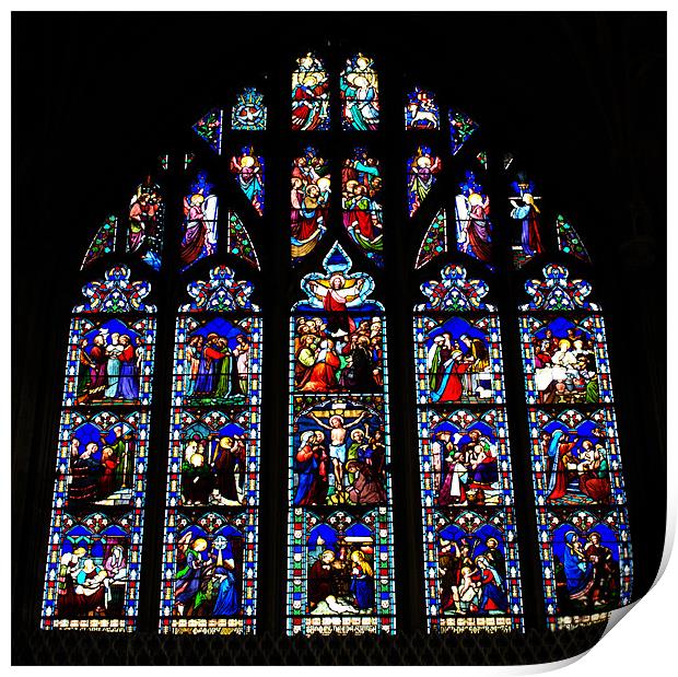 Christchurch Priory stained glass window Print by Chris Day