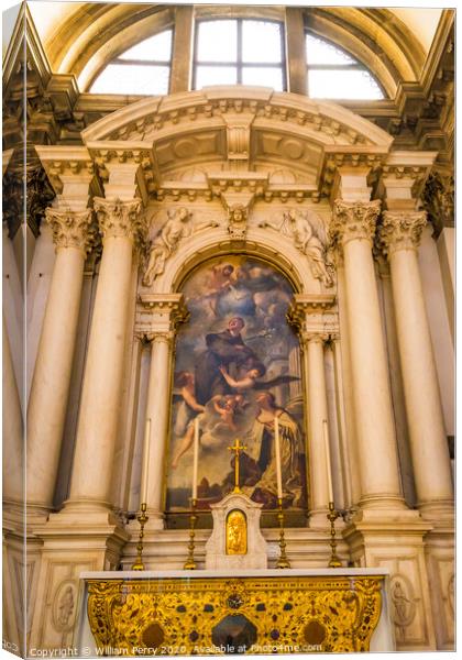 Golden Altar Santa Maria della Salute Church Basilica Venice Italy  Canvas Print by William Perry