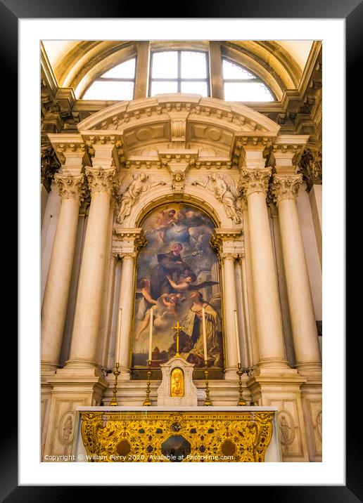 Golden Altar Santa Maria della Salute Church Basilica Venice Italy  Framed Mounted Print by William Perry