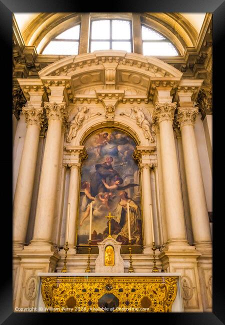 Golden Altar Santa Maria della Salute Church Basilica Venice Italy  Framed Print by William Perry