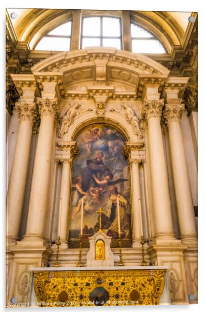 Golden Altar Santa Maria della Salute Church Basilica Venice Italy  Acrylic by William Perry