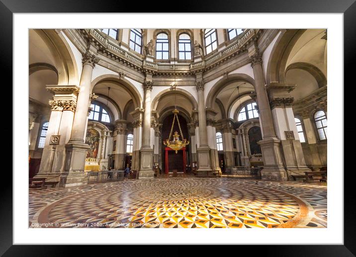Tile Floor Santa Maria della Salute Church Basilica Dome Venice Italy  Framed Mounted Print by William Perry