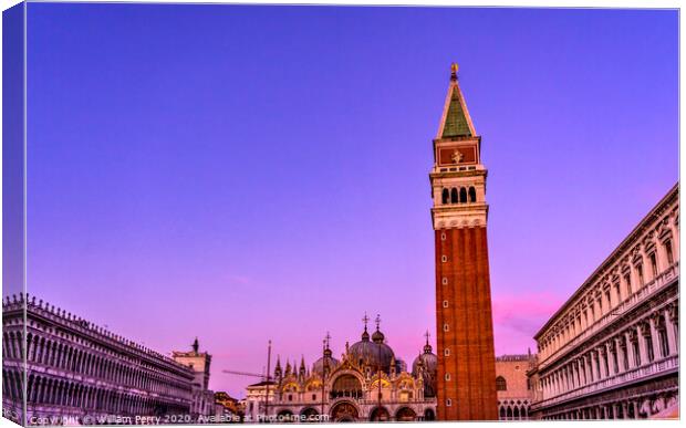Campanile Bell Tower Saint Mark's Square Piazza Venice Italy Canvas Print by William Perry