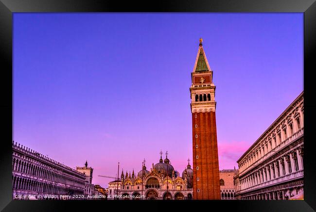 Campanile Bell Tower Saint Mark's Square Piazza Venice Italy Framed Print by William Perry
