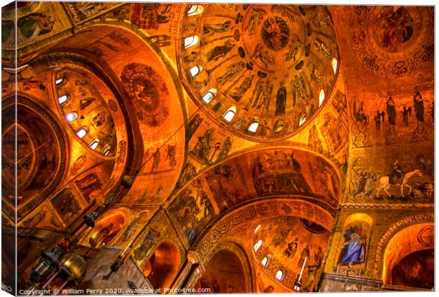Saint Mark's Basilica Golden Mosaics Venice Italy Canvas Print by William Perry