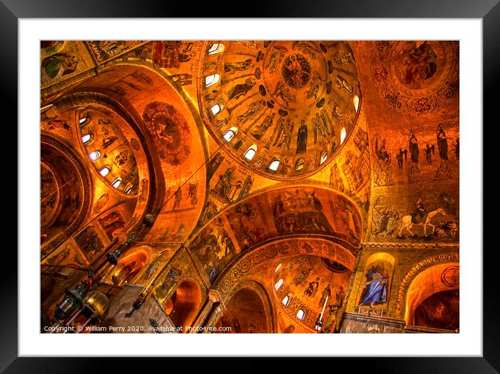 Saint Mark's Basilica Golden Mosaics Venice Italy Framed Mounted Print by William Perry
