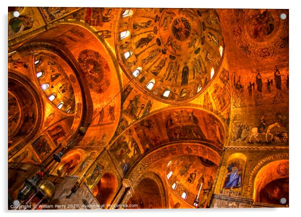 Saint Mark's Basilica Golden Mosaics Venice Italy Acrylic by William Perry